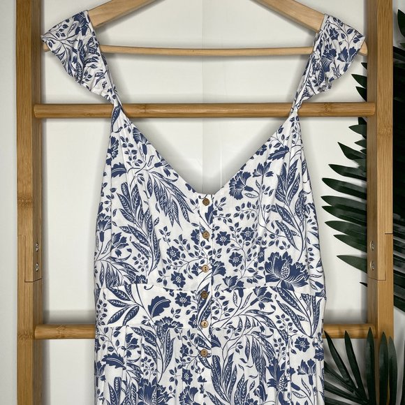 SOLD Tigerlily Blue Floral Print Cameli Jumpsuit Size 10 Wide Leg Sleeveless - Picture 5 of 13